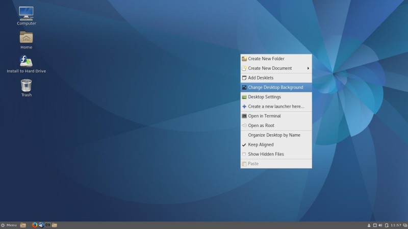 Menu bureau Fedora 25 Cinnamon