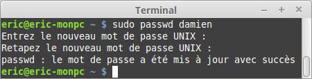 Changer le mot de passe utilisateur Linux