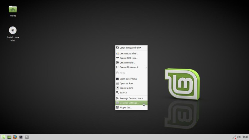 Linux Mint menu contextuel