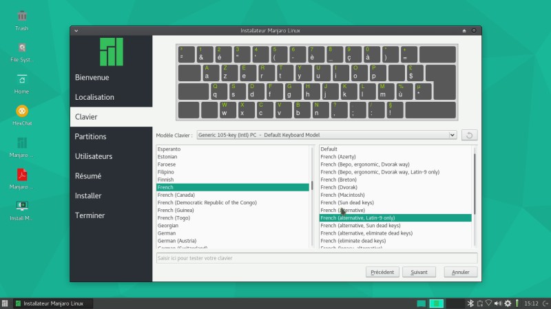 Manjaro choix du clavier