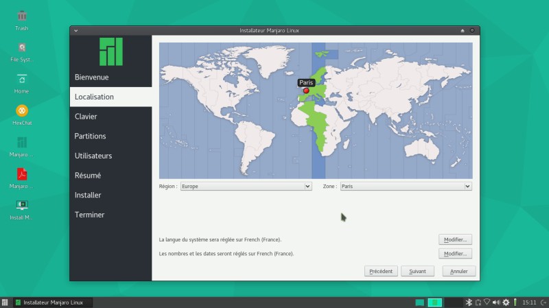 Manjaro fuseau horaire