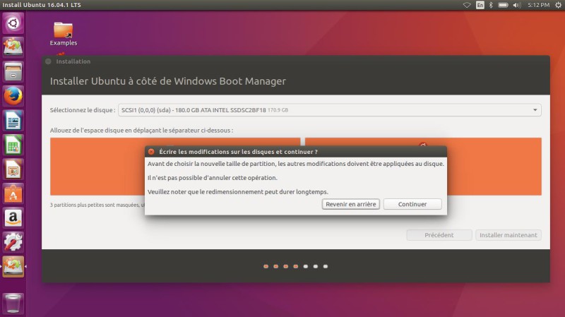 Avertissement installation Ubuntu