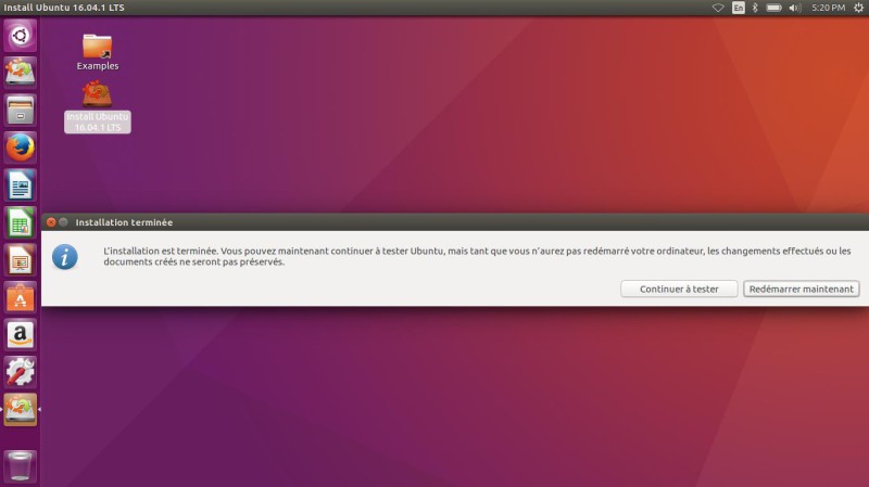 Continuer à tester ubuntu