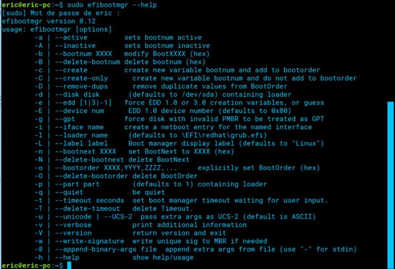 Efibootmgr help