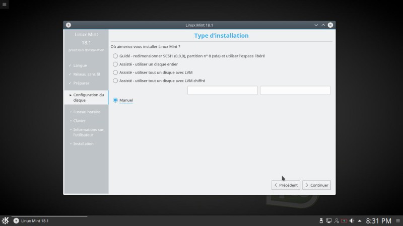 Linux Mint kde installation manuelle