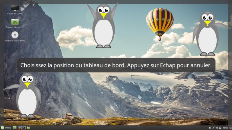 Tableau de bord de Linux Mint