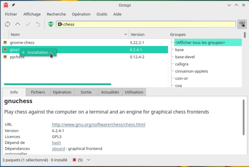 Installer un jeu d'échec manjaro
