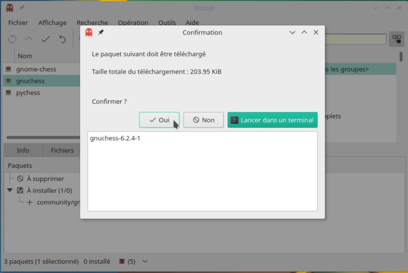 Installer gnuchess la suite