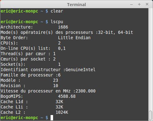 La commande lscpu
