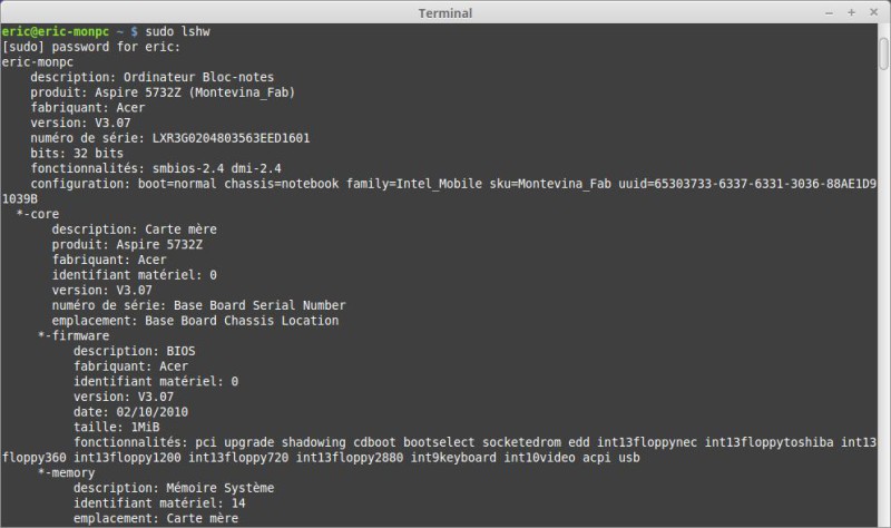 Commande lshw