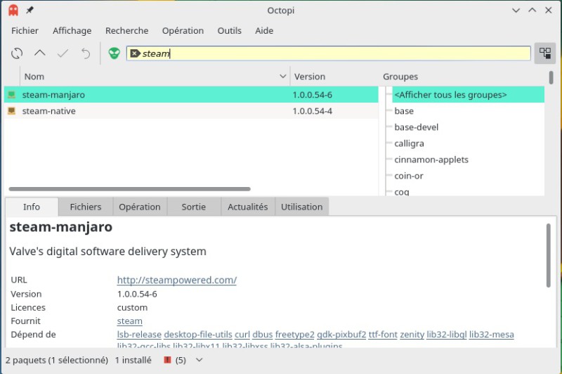 Installation de Steam Manjaro KDE 17