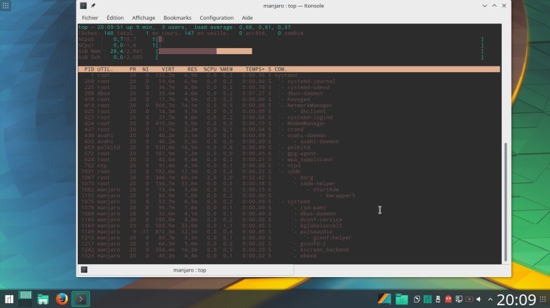 Manjaro top konsole