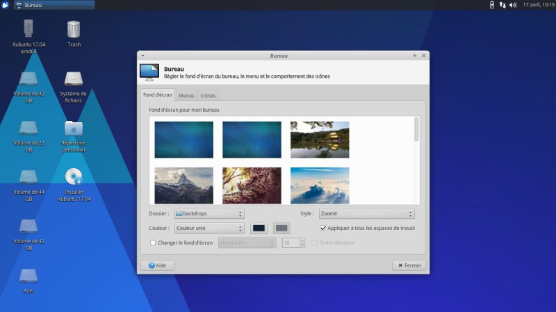 Fond d'écran sous Xubuntu