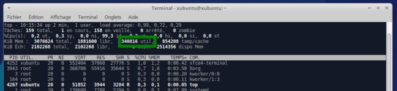 Consommation mémoire avec Xubuntu