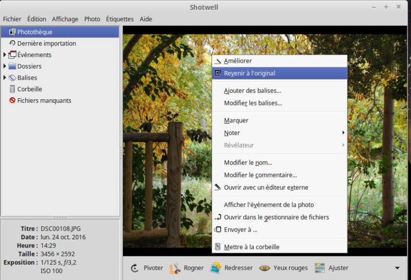 Shotwell revenir à l'original