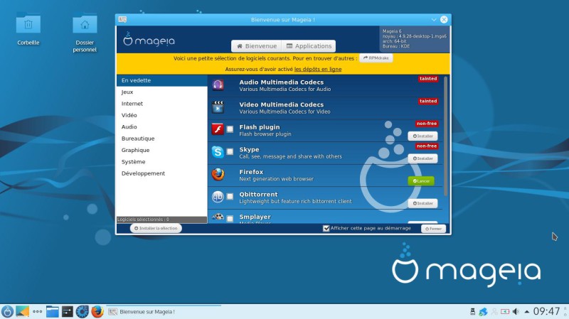 Logiciels supplémentaires Mageia