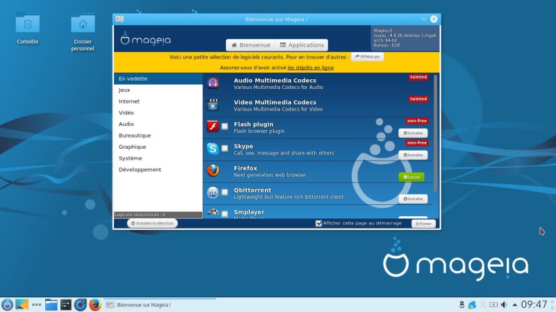 Logiciels supplémentaires Mageia