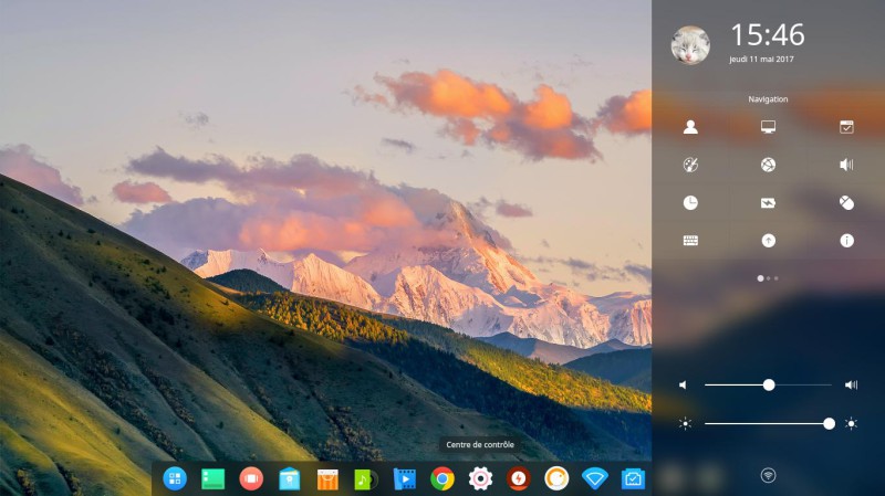 Menu des paramètres Deepin