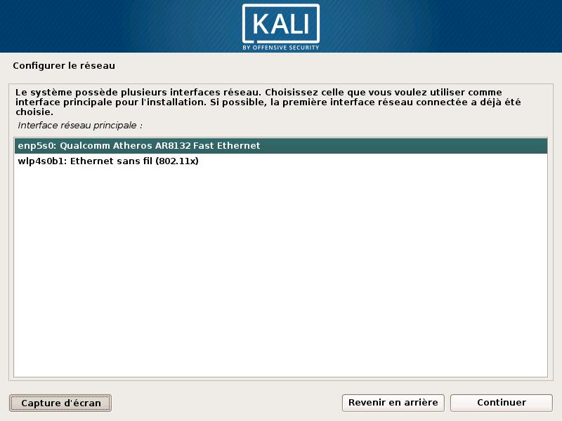 Carte réseau pour kali Linux
