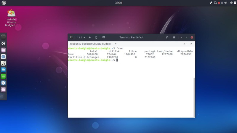 Le terminal terminix sous Ubuntu Budgie