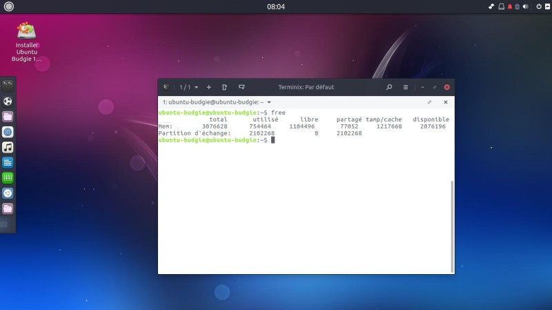 Consommation mémoire Ubuntu Budgie