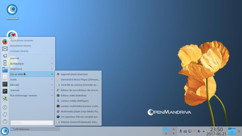 OpenMandriva LX 3.02 Menu principal