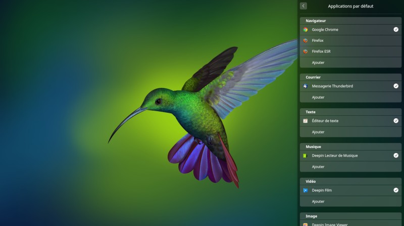 Les applications par défaut avec deepin
