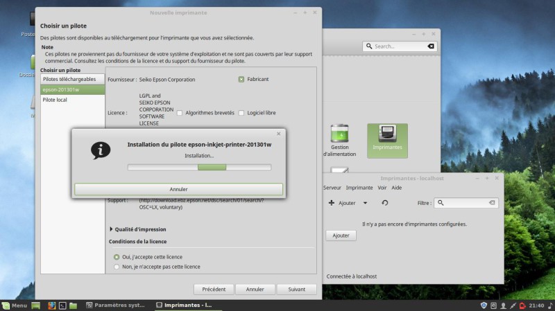 Imprimante Linux Mint