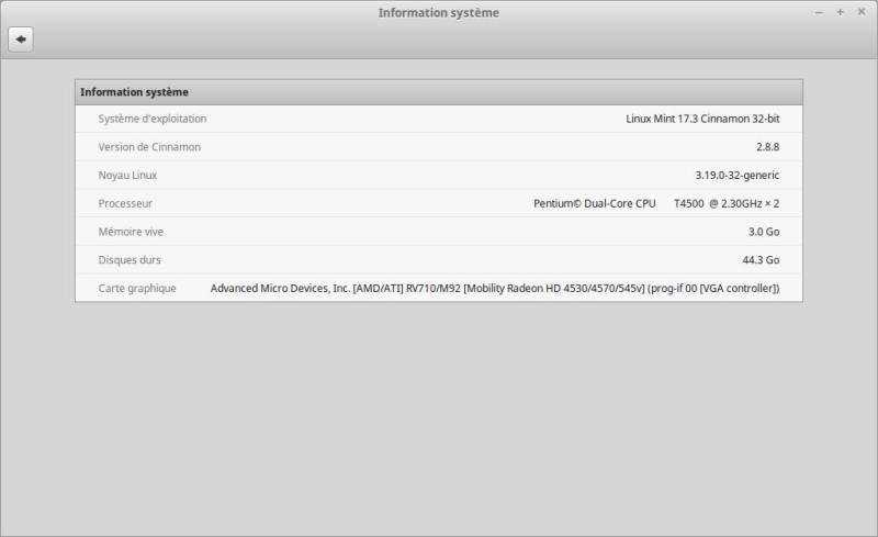 Linux Mint informations système