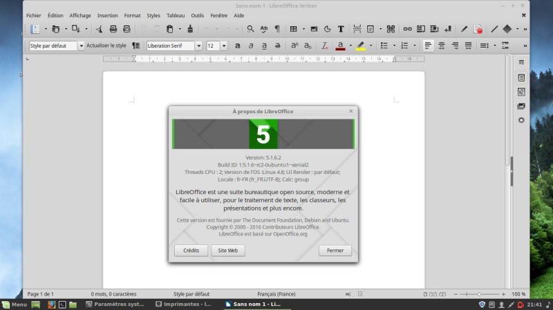 LibreOffice Linux Mint 18.02