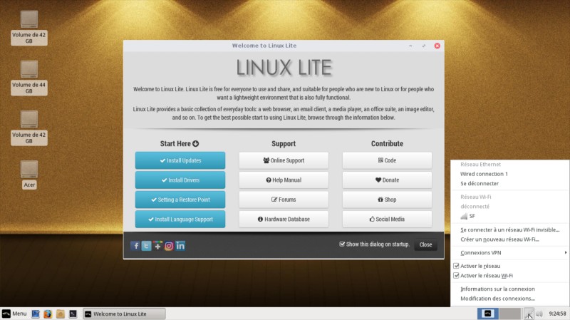 Connecter au réseau Linux Lite 3.4