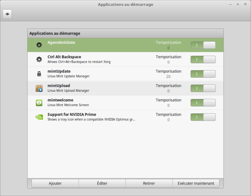 Les applications au démarrage de Linux Mint