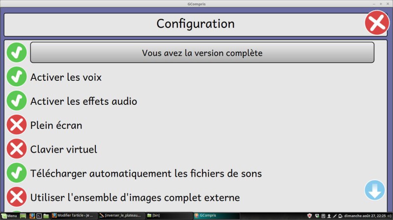 Configuration de Gcompris