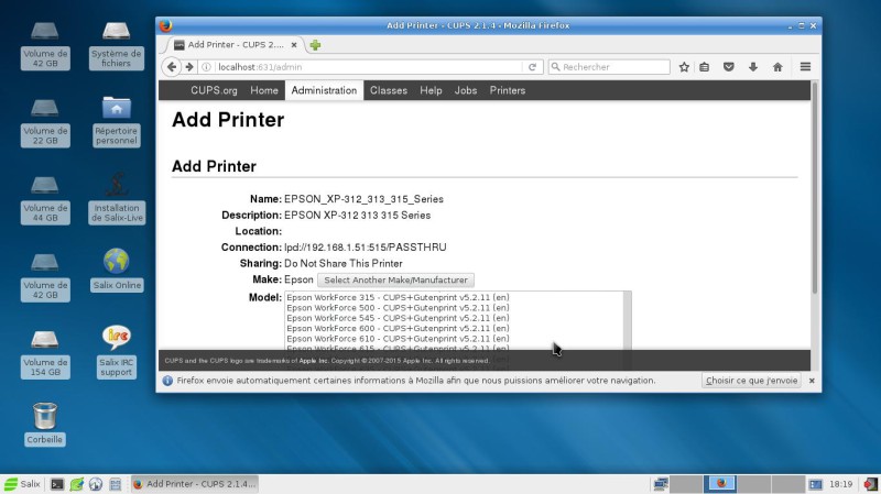 Salix installer une imprimante