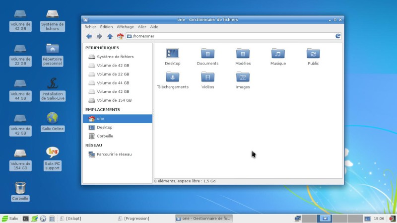 Salix xfce Gestionnaire de fichiers Thunar