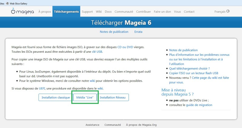 Téléchargement Mageia Live