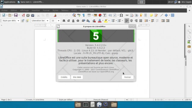 antergos xfce libreoffice