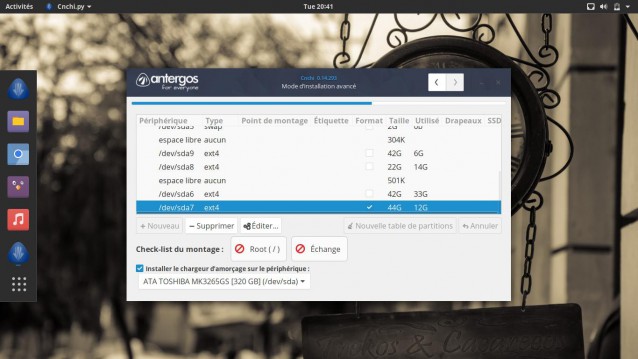 cnchi antergos choix partition