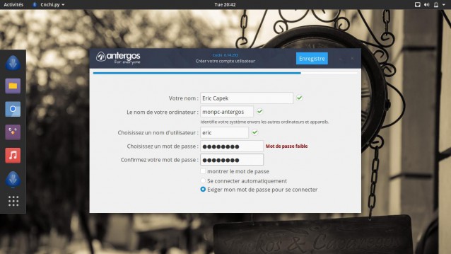 cnchi antergos création compte