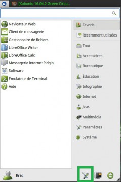 Menu principal xubuntu