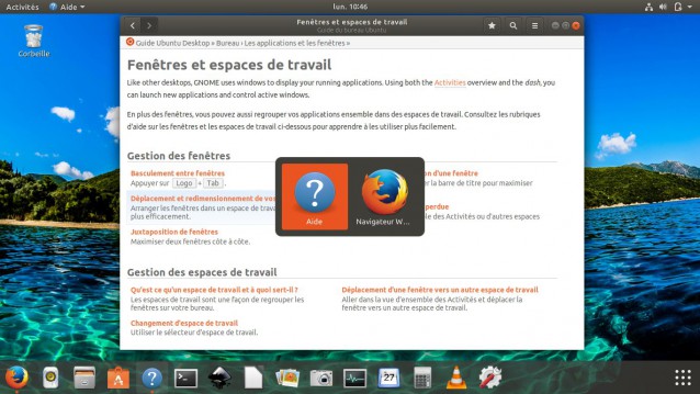 Naviguer entre applications Ubuntu 17.10