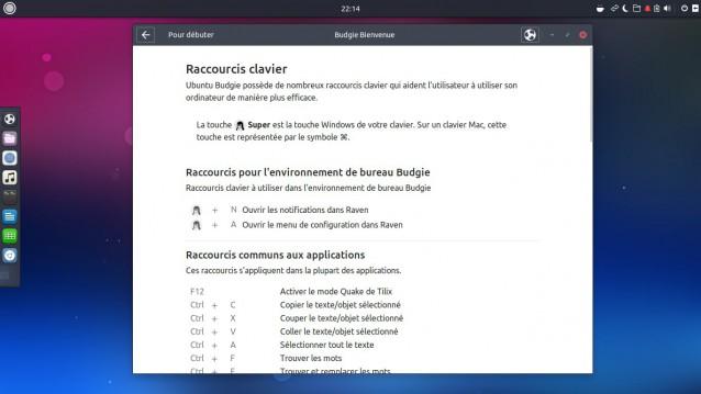 Liste des raccourcis clavier