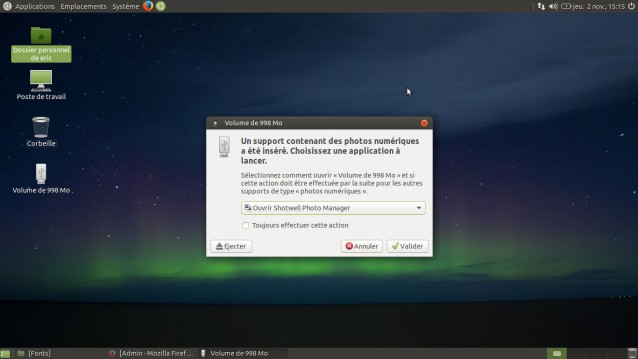 Connexion d'un appareil photo Ubuntu Mate