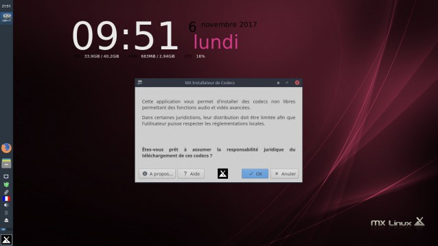 Installateur de codecs MX Linux 17 