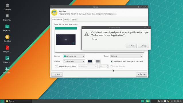 Cette fenêtre ne répond pas Manjaro