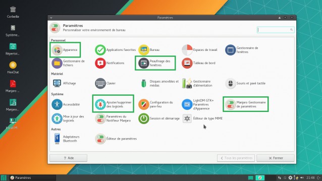 Paramètres Manjaro