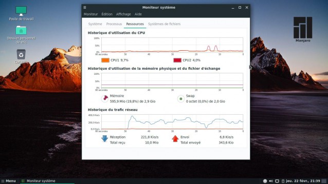 Consommation ressources Manjaro Mate