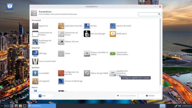 Linux Lite 3.8 paramétres XFCE