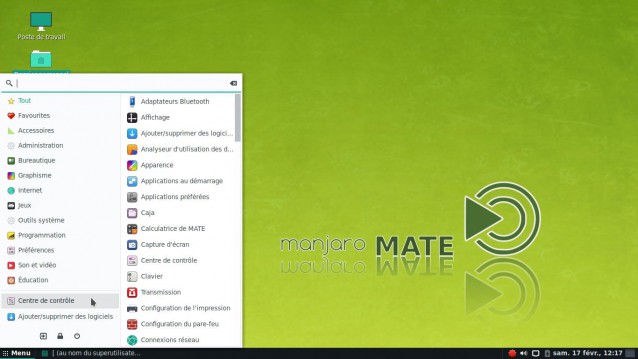 Manjaro Linux Mate menu principal