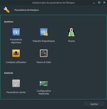 Gestionnaire de paramètres Manjaro